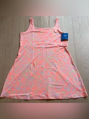 Columbia Dress 1X Coral Pink Floral Omni-Shade NWT Plus Travel Summer Vacation